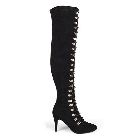 Journee Collection Shoes - Journee Collection Womens 8.5 M Black Trill Thigh High Zip Up Boots NIB JF2